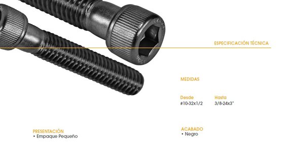 Imagen de TORNILLO ALLEN CABEZA CILINDRICA UNF  1/4X1/2 NEGRO