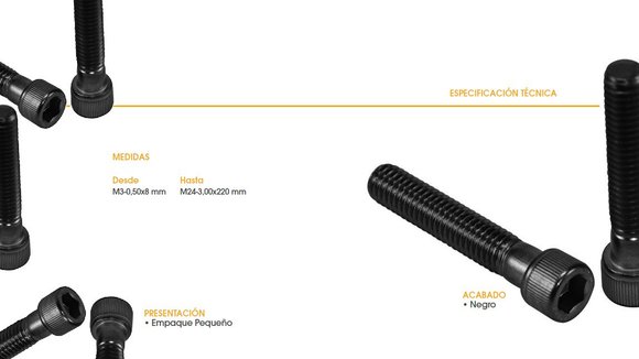 Imagen de TORNILLO ALLEN CABEZA CILINDRICA M12X1,75X120 NEGRO