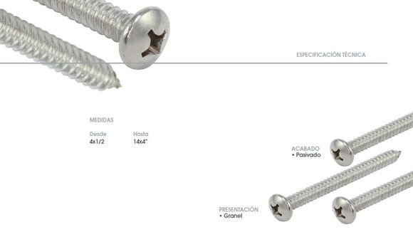 Imagen de TORNILLO CABEZA PAN PHS INOX 304 10X3/4 PASIVADO(4,8MM)