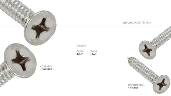 Imagen de TORNILLO CABEZA FREZADA PHS INOX 304 6X3/8 PASIVADO(3,5MM)