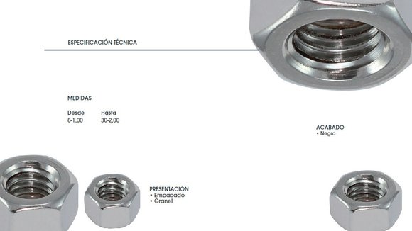 Imagen de TUERCA HEX CLASE 8 DIN 934 UNF M12X1.5 NEGRO