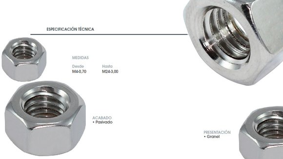 Imagen de TUERCA HEX INOX A2 DIN 934 M16X2 PASIVADO