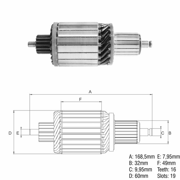 Imagen de INDUCIDO 12V TRACTOR JOHN DEERE 6810/6610 (169X60X16X32)
