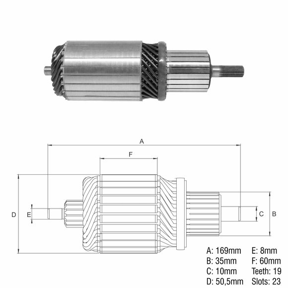 Imagen de INDUCIDO 12V ISUZU/TOYOTA (167,5X50,4X19X23)