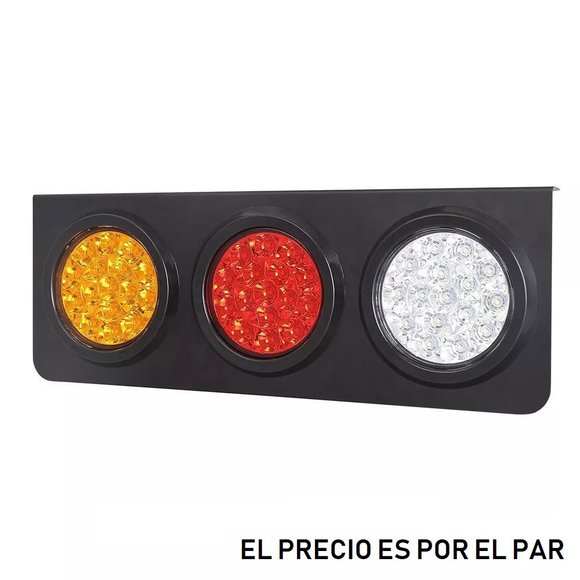 Imagen de PAR FAROS TRASERO LED UNIVERSAL 24V (FRENO/REVERSA/SEÑALERO)