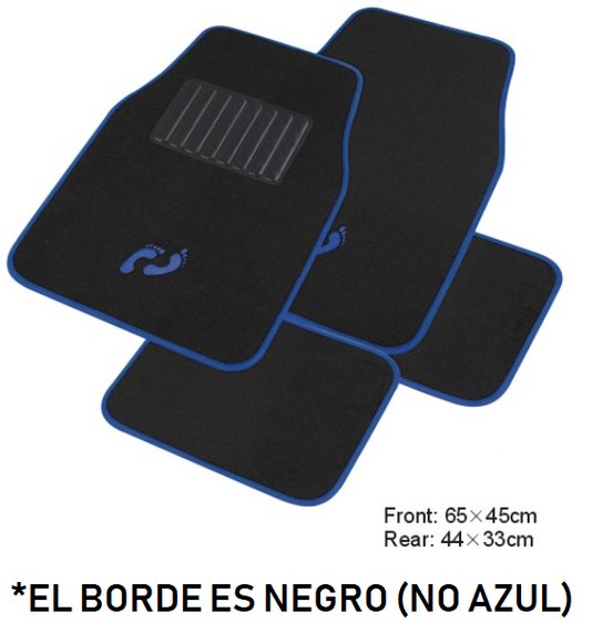 Imagen de JUEGO DE ALFOMBRAS DE MOQUETTE COLOR NEGRA CON HUELLA AZUL