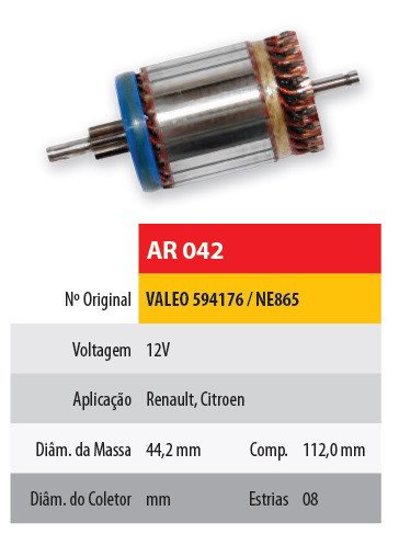 Imagen de INDUCIDO 12V PEUGEOT/RENAULT/CITROEN VALEO (112X44,2X8X23)