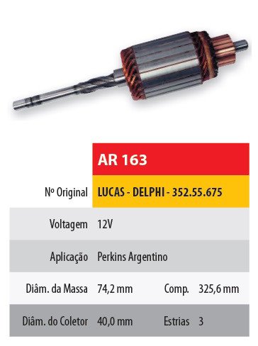 Imagen de INDUCIDO 12V BEDFORD 6CIL/PERKINS (325,6X74,2X3X40)