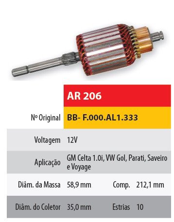 Imagen de INDUCIDO 12V ARRANQUE CHEVROLET CORSA (212,1X58,9X10X35)