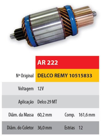 Imagen de INDUCIDO 12V DELCO REMY 29MT (10515833) (161,6X60,2X12X36)