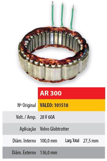 Imagen de ESTATOR 24V 60AMP VALEO 101518 VOLVO (100X136X27,5)