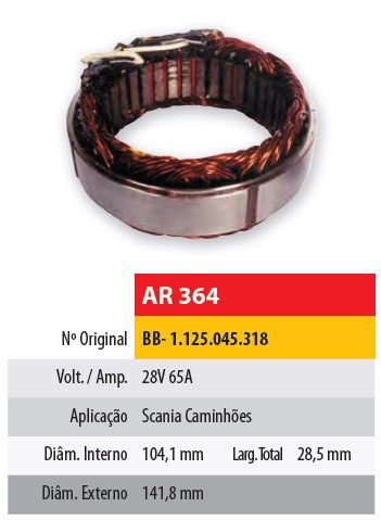 Imagen de ESTATOR 24V 65AMP CAMIONES SCANIA K94/124 (104,1X141,8X28,5)