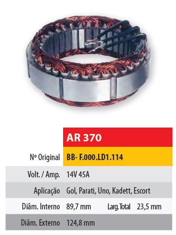 Imagen de ESTATOR 12V 45AMP FIAT UNO/FIORINO (89,7X124,8X23,5)