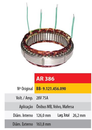 Imagen de ESTATOR 24V 75AMP MERCEDES BENZ OMNIBUS (126X163,8X26,2)