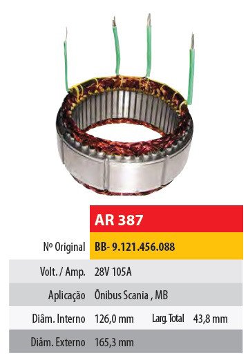Imagen de ESTATOR 24V 105AMP VOLKSWAGEN 17210 (126X165,3X43,8)