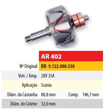 Imagen de ROTOR 24V 35AMP SCANIA (88,8X32X146,7)