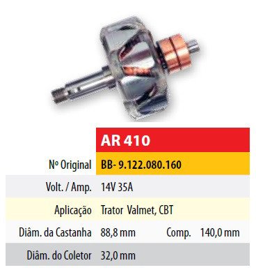 Imagen de ROTOR 12V 35AMP TRACTOR VALMET/CBT (88,8X32X140)