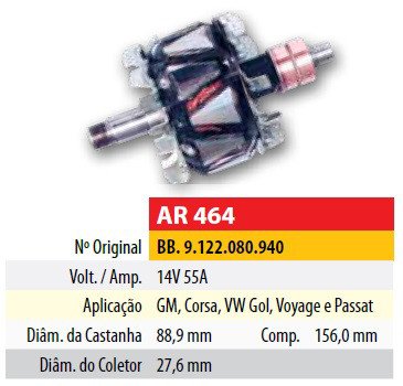 Imagen de ROTOR 12V 70AMP CHEVROLET CORSA VOLKSWAGEN GOL/PASSAT NAFTA