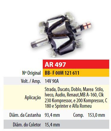 Imagen de ROTOR 12V 110AMP VOLKSWAGEN GOL III 1.0MI (93,4X15,4X153)