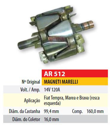 Imagen de ROTOR 12V 120AMP MARELLI FIAT UNO/PALIO (99,4X160X16)