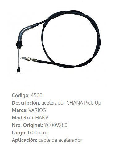 Imagen de CABLE DE ACELERADOR CHANA PICK-UP 1702MM