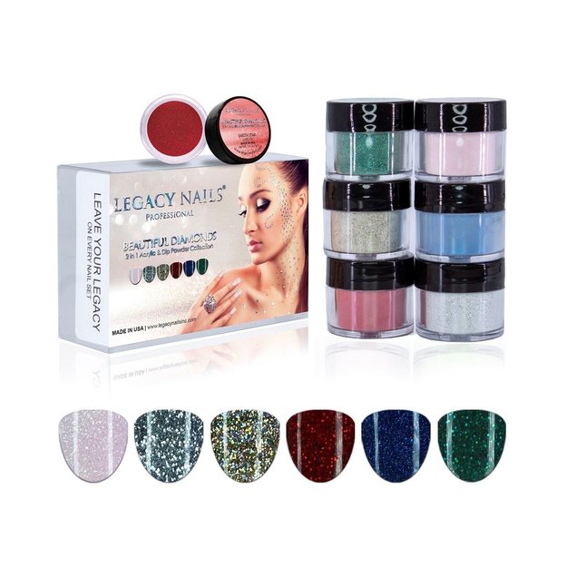 Imagen de Coleccion Polvo Acrilico Legacy Nails Beautiful Diamonds x6