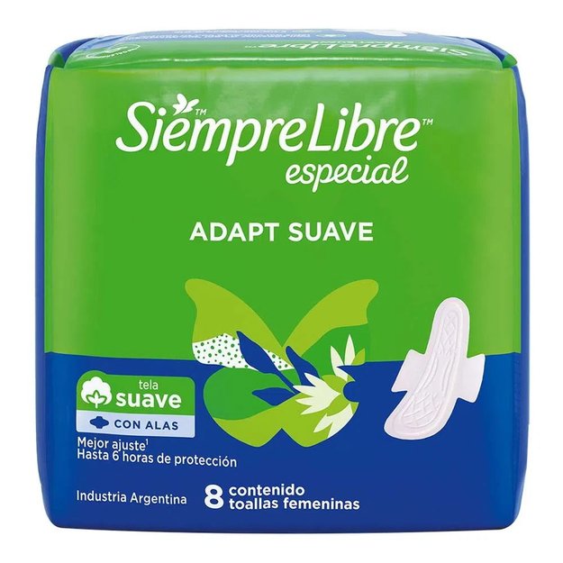 Imagen de Toallas Femeninas Siempre Libre Adapt Suave con Alas 8 u
