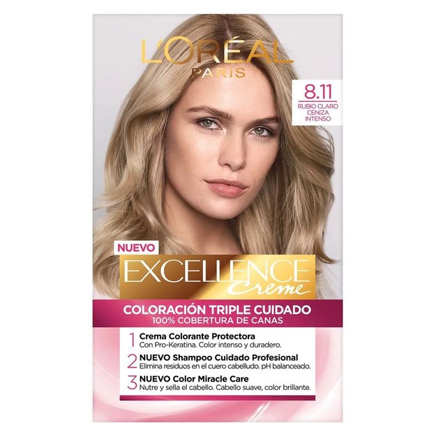 Imagen de Tinta Loreal Excellence Nº8.11 Rubio Claro Cenizo Intenso