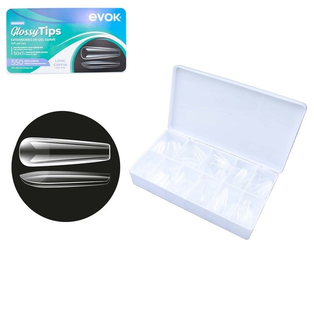 Imagen de Tips de Gel Soft 550 unidades Evok Coffin Largo