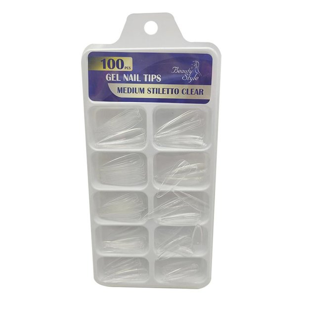 Imagen de Tips Medium Stiletto Clear Beauty Style 100 u