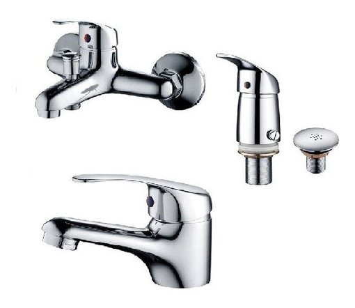 Imagen de JUEGO DE GRIFERIA LAVATORIO BIDET BAÑERA CROMO CAPRI DMC