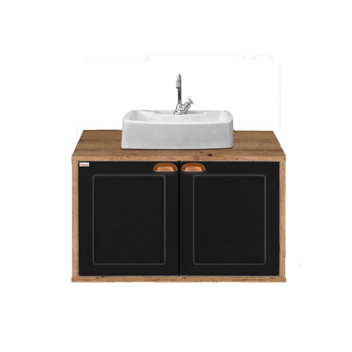 Imagen de Mueble 2 puertas 78CM MDF sin bacha Creta rustico negro colgar FABRIBAM