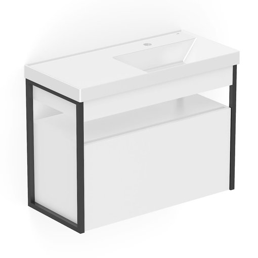 Imagen de Mueble cajón 80x38x60cm con bacha blanco colgar Flow CELITE