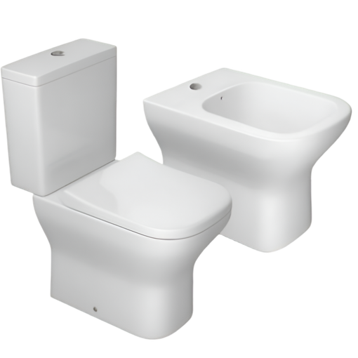 Imagen de Juego de loza Axis (inodoro con mochila dual a 25 cm y bidet) blanco Axis DECA
