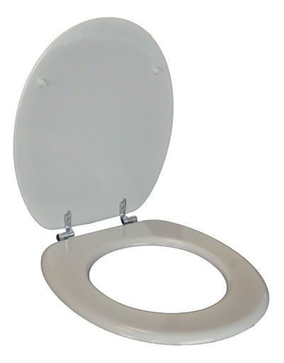 Imagen de Tapa de inodoro universal ovalada gris de MDF con herrajes metálicos DMC