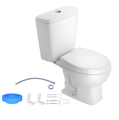 Imagen de Kit para NIÑOS inodoro + cisterna + tapa + conexiones Studio kids blanco DECA