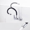 Imagen de GRIFO COCINA PARED PICO ALTO FLEXIBLE NEGRO A 20cm Cromo MURDOCK