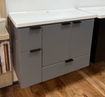 Imagen de Mueble colgar vanitory Orquidea MDF 80 cm gris con lavamanos blanco Cozimax