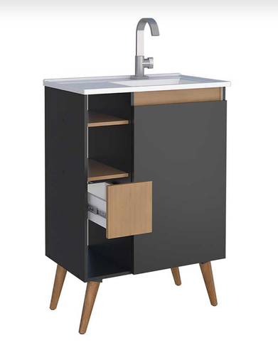 Imagen de MUEBLE VANITORY LOTUS NEGRO 60CM CON LAVAMANOS