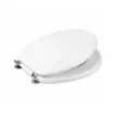 Imagen de Tapa de inodoro universal ovalada blanca de MDF con herrajes metálicos DMC