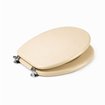 Imagen de Tapa de inodoro universal ovalada beige (crema) de MDF con herrajes metálicos DMC