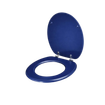 Imagen de Tapa de inodoro universal ovalada azul de MDF con herrajes cromados DMC