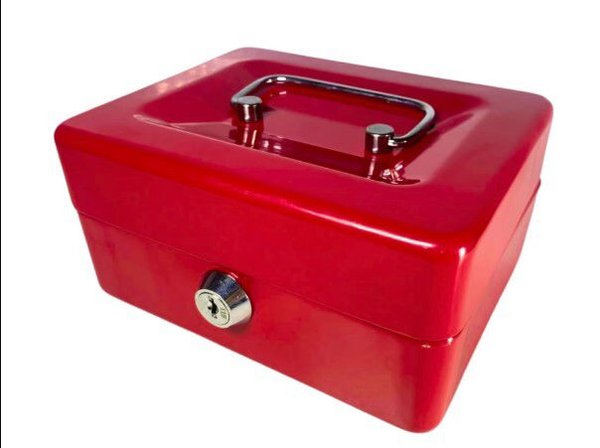 Imagen de CAJA METALICA SEGURIDAD CON LLAVE-HC66002  JT125-ROJA