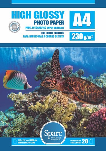 Imagen de PAPEL FOTO A4 - 230 g - GLOSSY PREMIUM - 20 HOJAS
