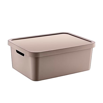 Imagen de CAJA Organizadora Plastica c/Tapa Marron 28x37x14cm h