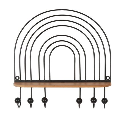 Imagen de REPISA Perchero x 6 Ganchos Metal y Madera 40x40x8.5cm