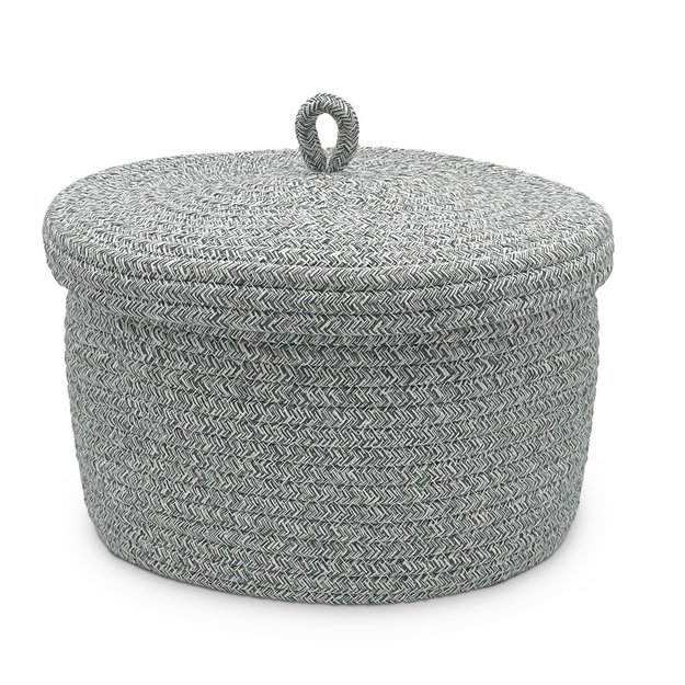 Imagen de Cesto Organizador con Tapa Gris Grande Ø26x17cm H
