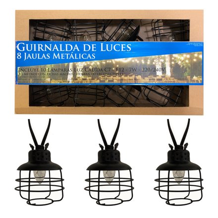 Imagen de GUIRNALDA c/8 Jaulas Esfericas 7w E12 Interior- L:2,5 m