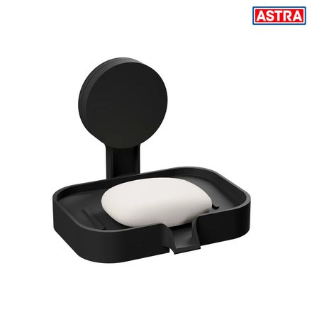 Imagen de JABONERA Negra con Ventosa Adhesiva Astra 13.5x11x11.5cm H