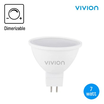 Imagen de LÁMPARA LED Dicroica Bi-pin 7w Fría Dimerizable Vivion